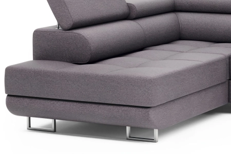 Sofa narożna z pojemnikiem i zagłówkami MONTANA  na nóżkach detal
