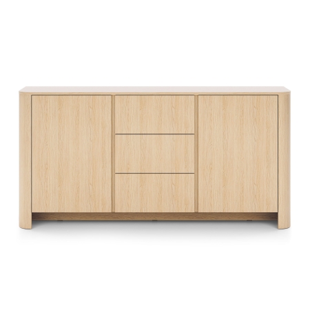 Duża komoda z trzema szufladami i dwiema szafkami BORA 168 cm dąb vicenza front