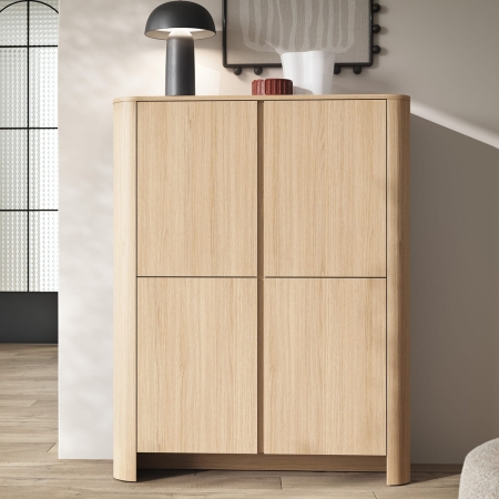 Komoda wysoka z czterema szafkami BORA 103 cm dąb vicenza