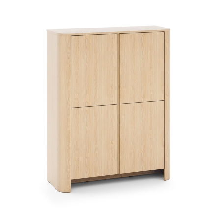 Komoda wysoka z czterema szafkami BORA 103 cm dąb vicenza skos