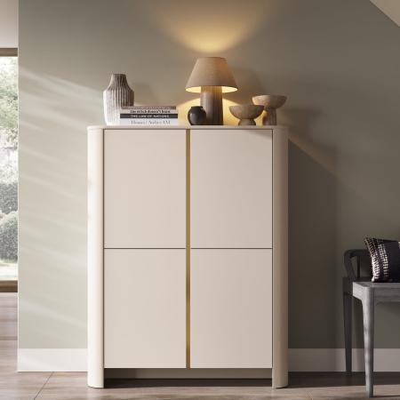 Komoda wysoka z czterema szafkami BORA 103 cm kaszmir