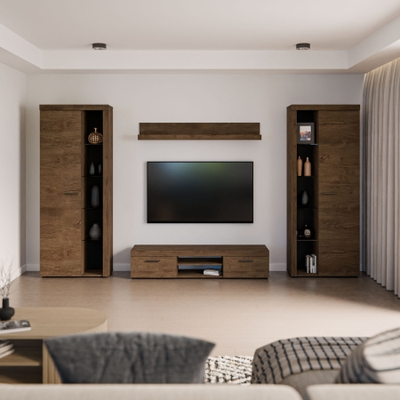 Meblościanka z witrynami MILO XL dąb lefkas