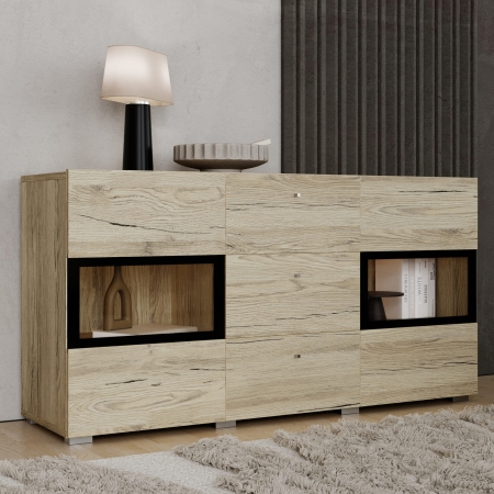 Komoda dwudrzwiowa do salonu z trzema szufladami BARTEZ 132 cm san remo