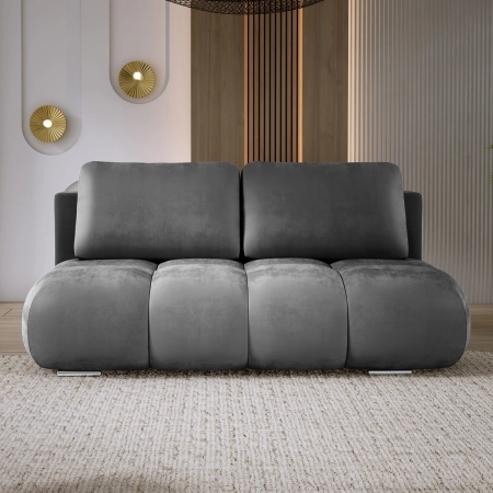 Sofa trzyosobowa pikowana szary welur MISTY front