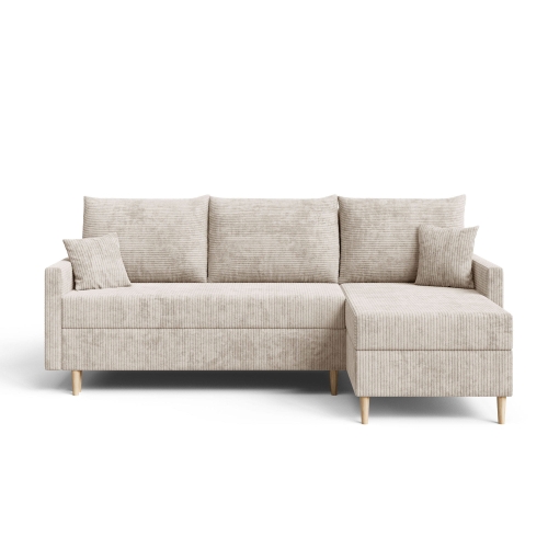 Przejdź do produktu Kremowy narożnik do salonu z funkcją spania AMERO sztruks