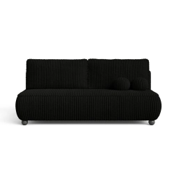 Czarna sofa z funkcją spania i pojemnikiem NOVA sztruks