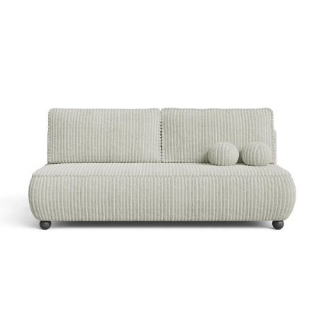 Jasnoszara sofa rozkładana NOVA sztruksowa z poduszkami front