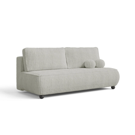 Jasnoszara sofa rozkładana NOVA sztruksowa z poduszkami skos