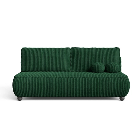 Sztruksowa sofa młodzieżowa bez boków NOVA butelkowa zieleń