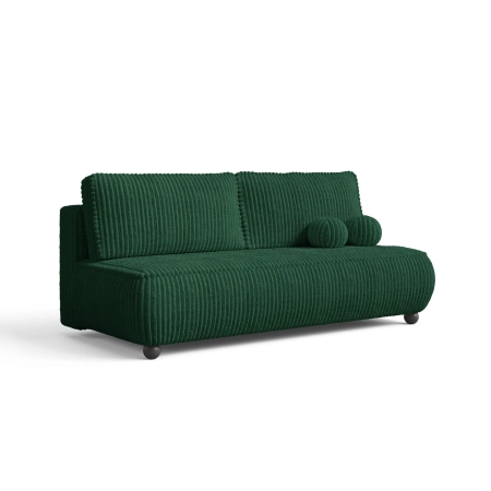 Sztruksowa sofa młodzieżowa bez boków NOVA butelkowa zieleń skos