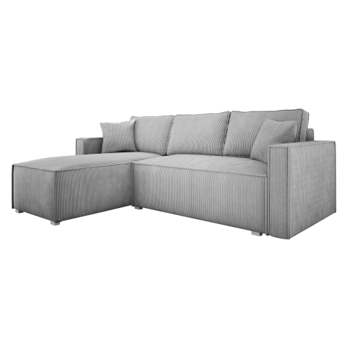 Przejdź do produktu Jasnoszara rogówka z funkcją spania uniwersalna NELSE sztruks