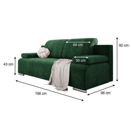 Sofa do salonu BONA z poduszkami wymiary