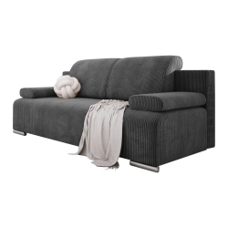 Szara sofa z funkcją spania i pojemnikiem BONA sztruks