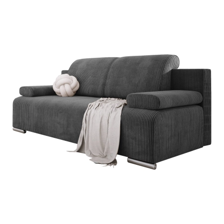 Sofa do salonu szary sztruks BONA z poduszkami