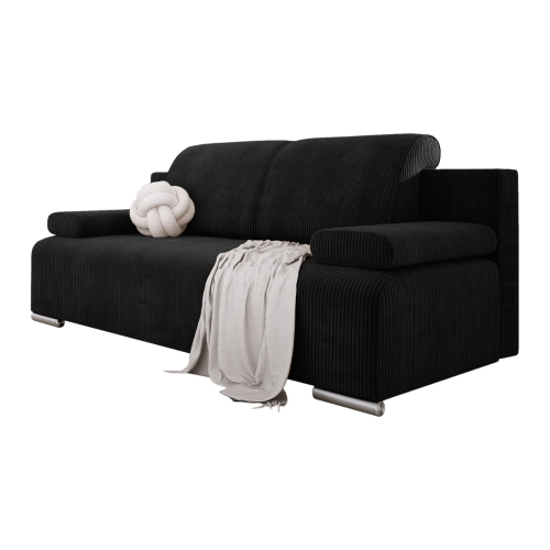 Przejdź do produktu Czarna sofa rozkładana z pojemnikiem BONA sztruks