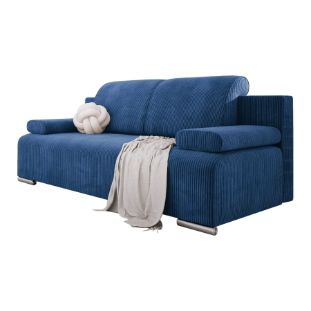 Niebieska sofa do pokoju młodzieżowego BONA sztruks POSO 05 białe tło