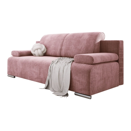 Różowa kanapa do salonu sztruksowa BONA z poduszkami POSO 52