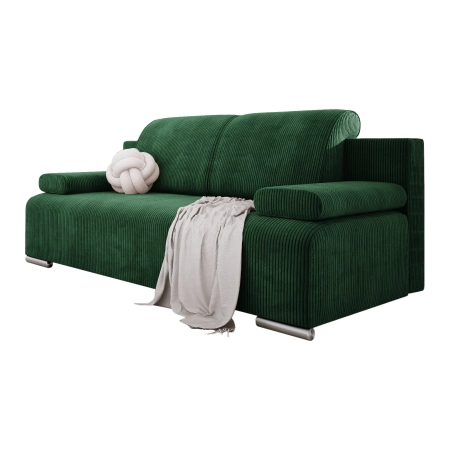 Zielona sofa młodzieżowa rozkładana BONA sztruks POSO 14 białe tło