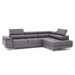 Szara kanapa narożna z funkcją spania MONTANA welur prawostronna