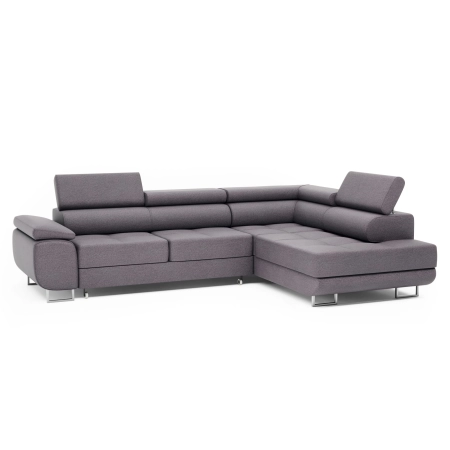 Narożnik do salonu L-kształtny szary welur prawy MONTANA