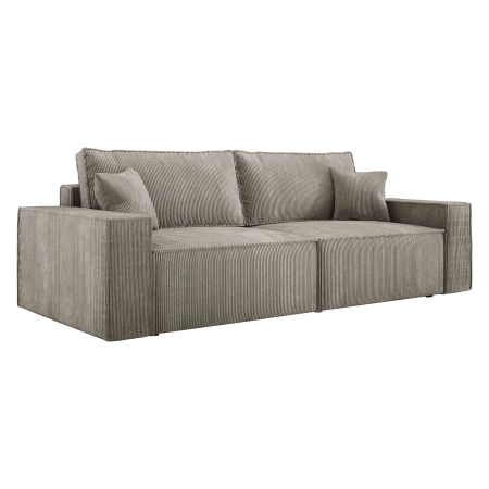 Duża sofa sztruksowa do salonu CORTINA beżowa białe tło