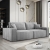 Jasnoszara sofa do salonu sztruks z poduszkami CORTINA aranżacja