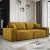 Musztardowa sofa sztruksowa z poduszkami CORTINA  POSO 01 aranżacja