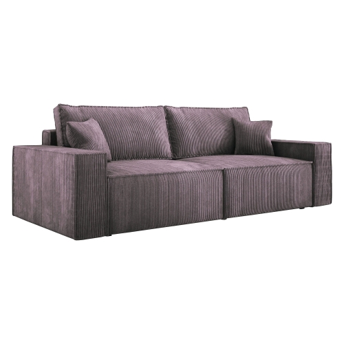 Przejdź do produktu Różowa sofa sztruksowa z funkcją spania CORTINA na sprężynach