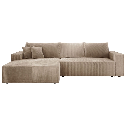 Przejdź do produktu Beżowy narożnik do salonu z pojemnikiem COBRA S sztruks lewy