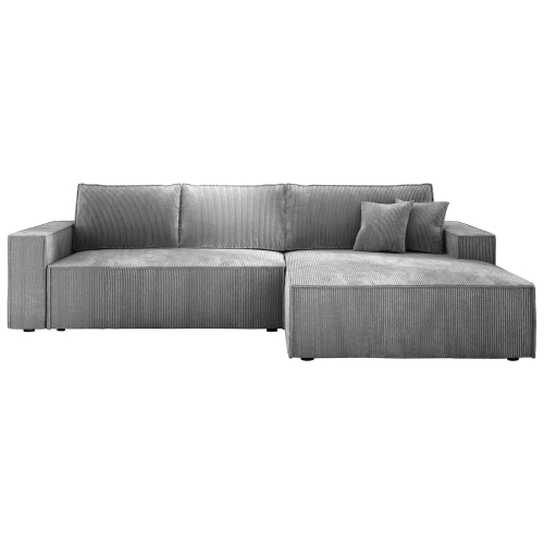 Przejdź do produktu Jasnoszara kanapa narożna z funkcją spania COBRA S sztruks prawa