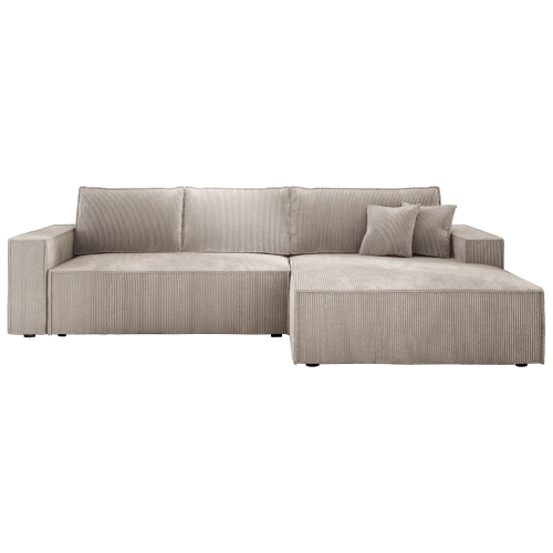 Przejdź do produktu Kremowy narożnik z funkcją spania i pojemnikiem COBRA S sztruks prawy