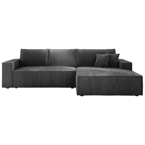 Przejdź do produktu Szara kanapa narożna z funkcją spania COBRA S sztruks prawa