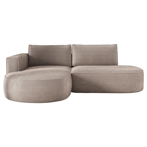 Przejdź do produktu Beżowy narożnik do salonu z pojemnikiem PIANO sztruks lewy