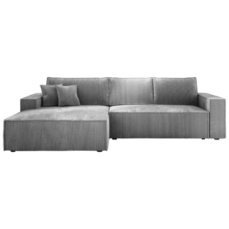 Sofa narożna L-kształtna jasnoszary sztruks COBRA S lewy z poduszkami front