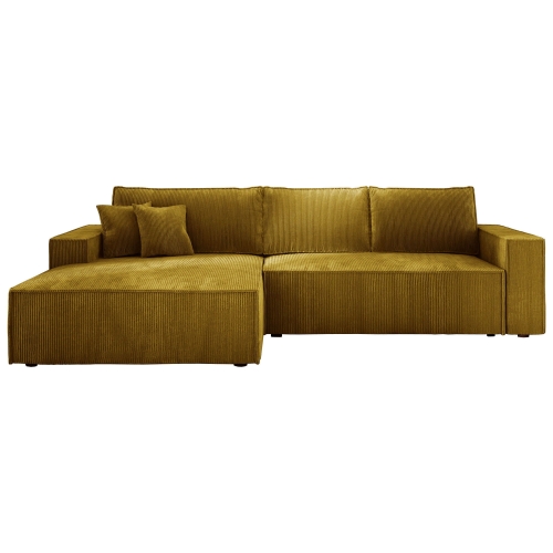 Przejdź do produktu Duży narożnik z funkcją spania COBRA S musztardowy sztruks lewy