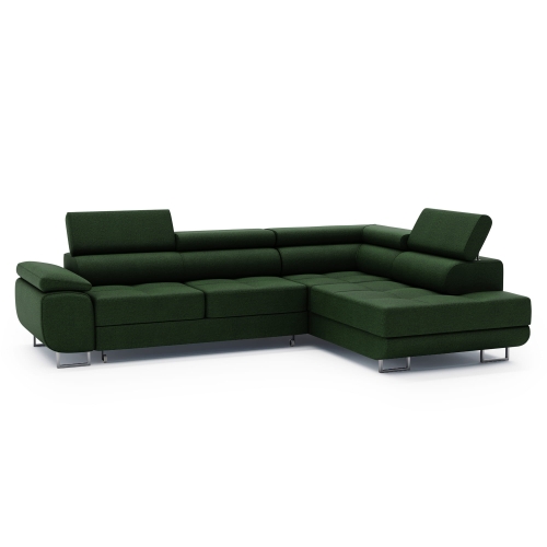 Przejdź do produktu Butelkowozielony narożnik rozkładany MONTANA welur prawy