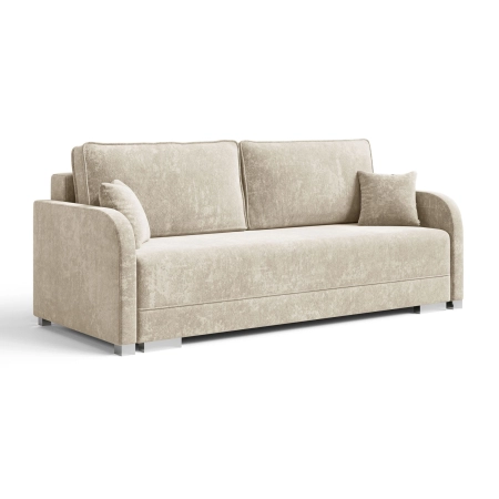 Kremowa sofa do salonu z poduszkami GOJA szenil skos