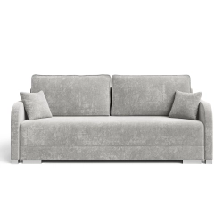 Jasnoszara sofa z funkcją spania i pojemnikiem GOJA szenil