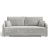 Jasnoszara sofa do salonu trzyosobowa GOJA szenil front białe tło