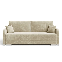 Beżowa sofa z funkcją spania i pojemnikiem GOJA szenil