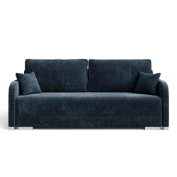 Granatowa sofa z funkcją spania i pojemnikiem GOJA szenil