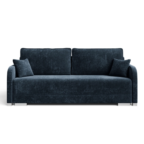 Przejdź do produktu Granatowa sofa z funkcją spania i pojemnikiem GOJA szenil