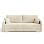 Kremowa kanapa z funkcją spania i pojemnikiem GOJA boucle