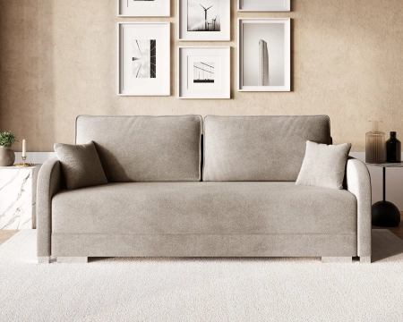 Kanapa do salonu z poduszkami GOJA boucle aranżacja