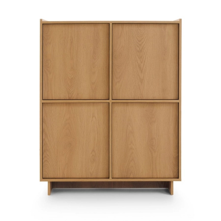 Wysoka komoda do salonu z szafkami ENSO 98 cm dąb carmel front