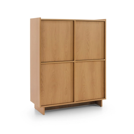 Wysoka komoda do salonu z szafkami ENSO 98 cm dąb carmel skos