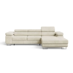 Beżowy narożnik do salonu z zagłówkami ADRIANO welur prawy