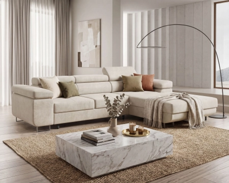 Narożnik z zagłówkami pikowany ADRIANO aranżacja