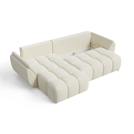 Kanapa narożna w kształcie L boucle CALVANI lewa pojemnik na pościel