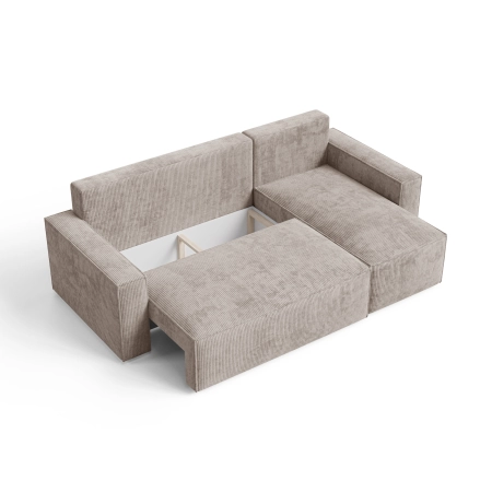 Sofa narożna do salonu kształt L CORDO sztruksowa pojemnik